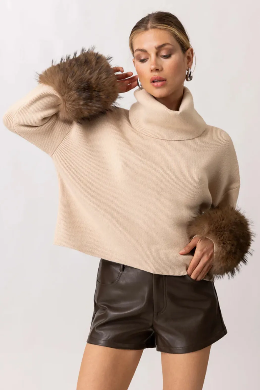 "Hadley" Fur Cuff Sweater