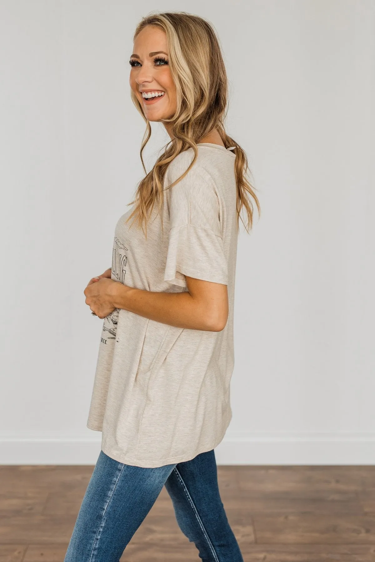 "The Desert Is Calling" Graphic Top- Oatmeal