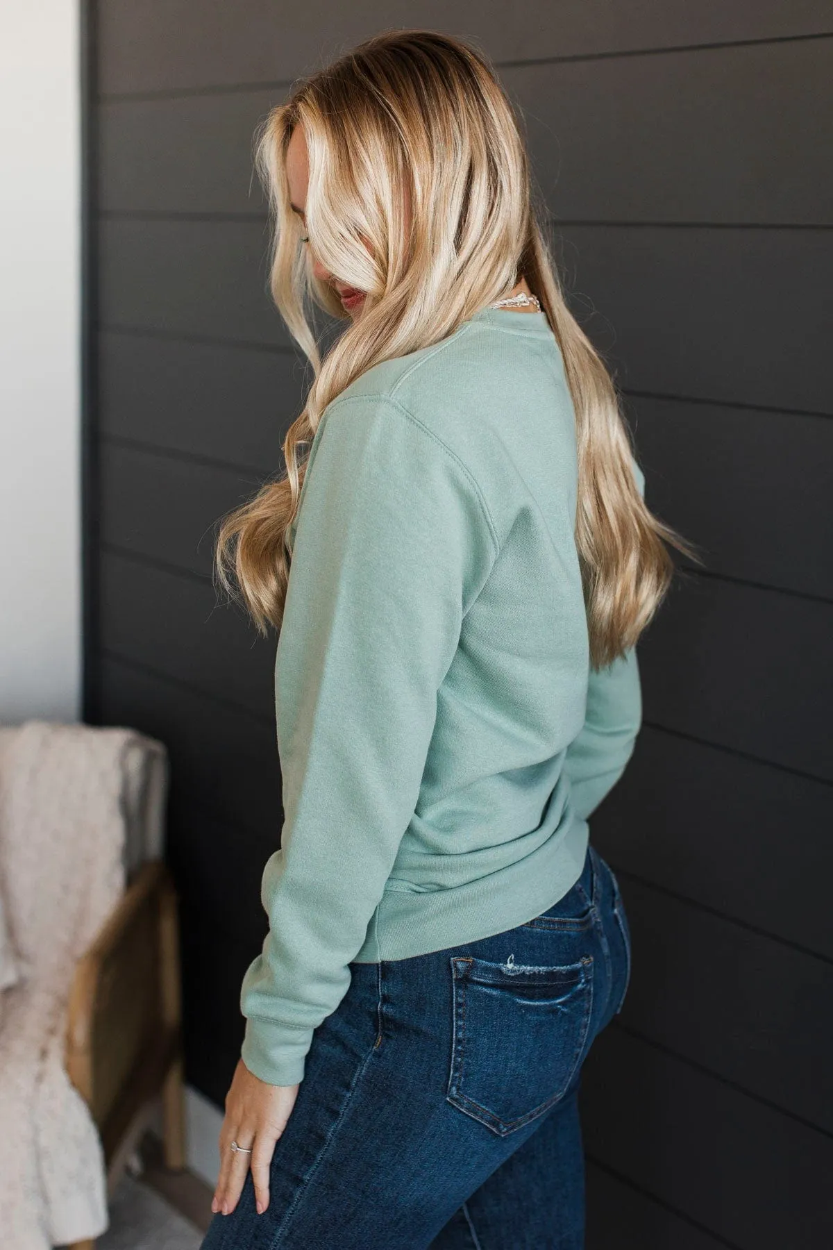 "Weary World Rejoice" Crew Neck Pullover- Sage