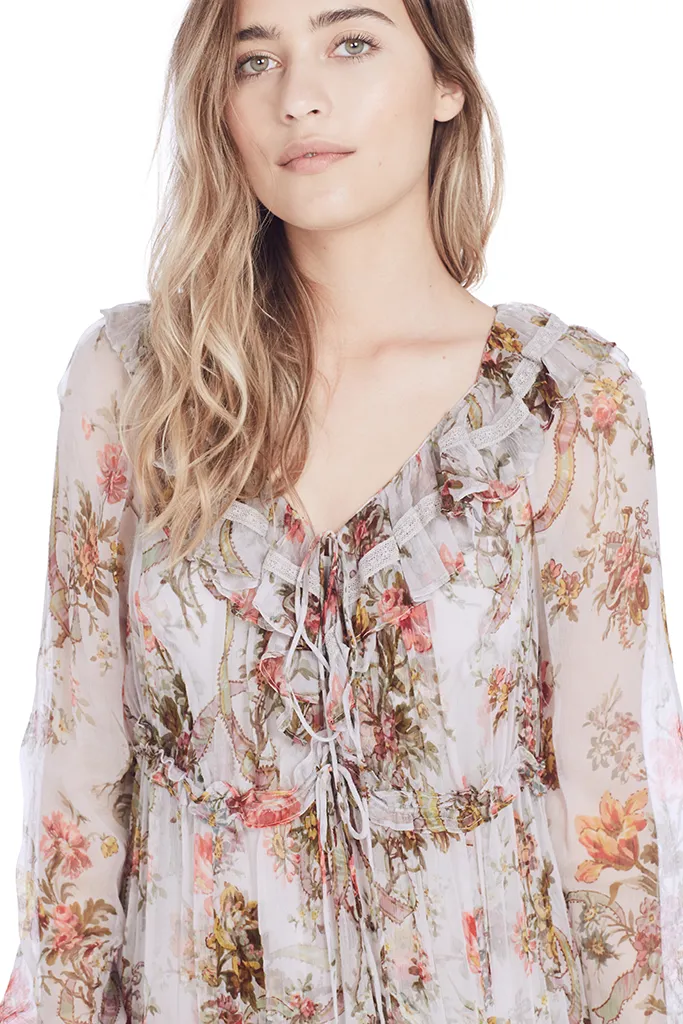 Rainbow Rose Chiffon Dress (Spearmint)