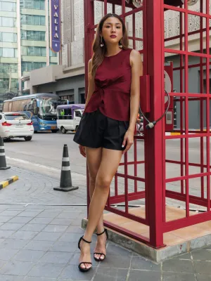 Red Solid Fitted Top