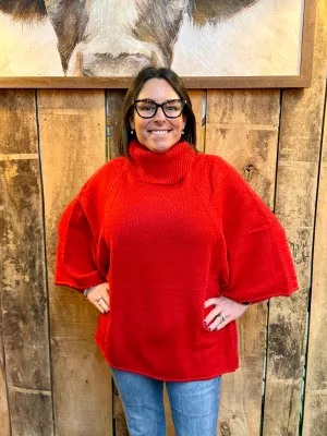 Red3/4 Sleeves Turtleneck