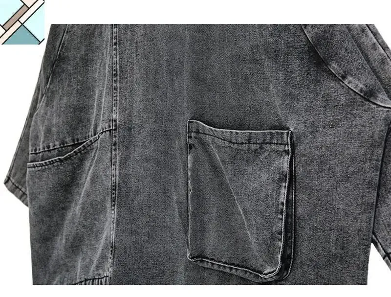 Reon Turtleneck Loose Denim Sweatshirt by Marigold Shadows