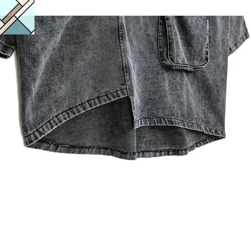 Reon Turtleneck Loose Denim Sweatshirt by Marigold Shadows