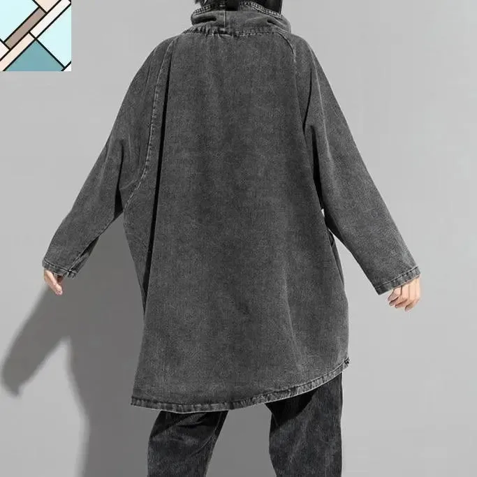 Reon Turtleneck Loose Denim Sweatshirt by Marigold Shadows