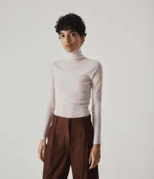 Ribbed Highneck in Blush