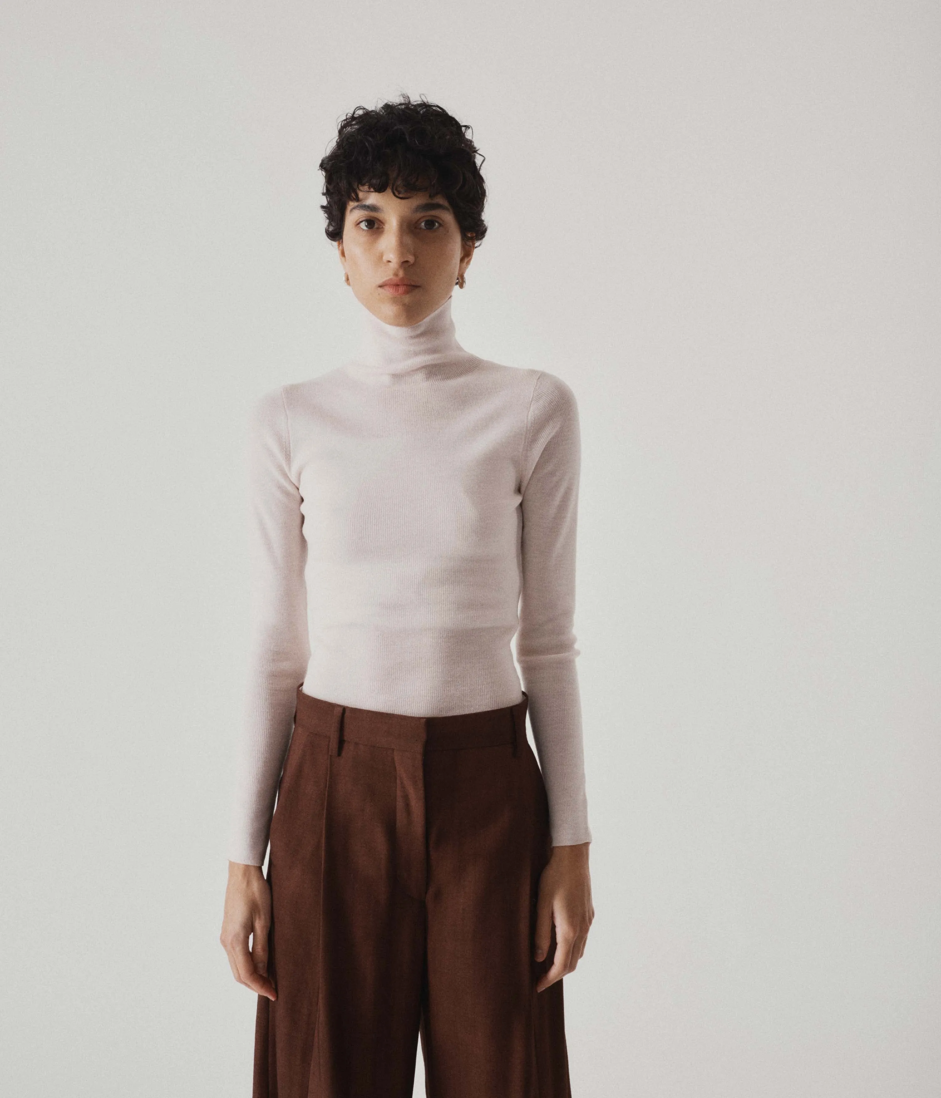 Ribbed Highneck in Blush