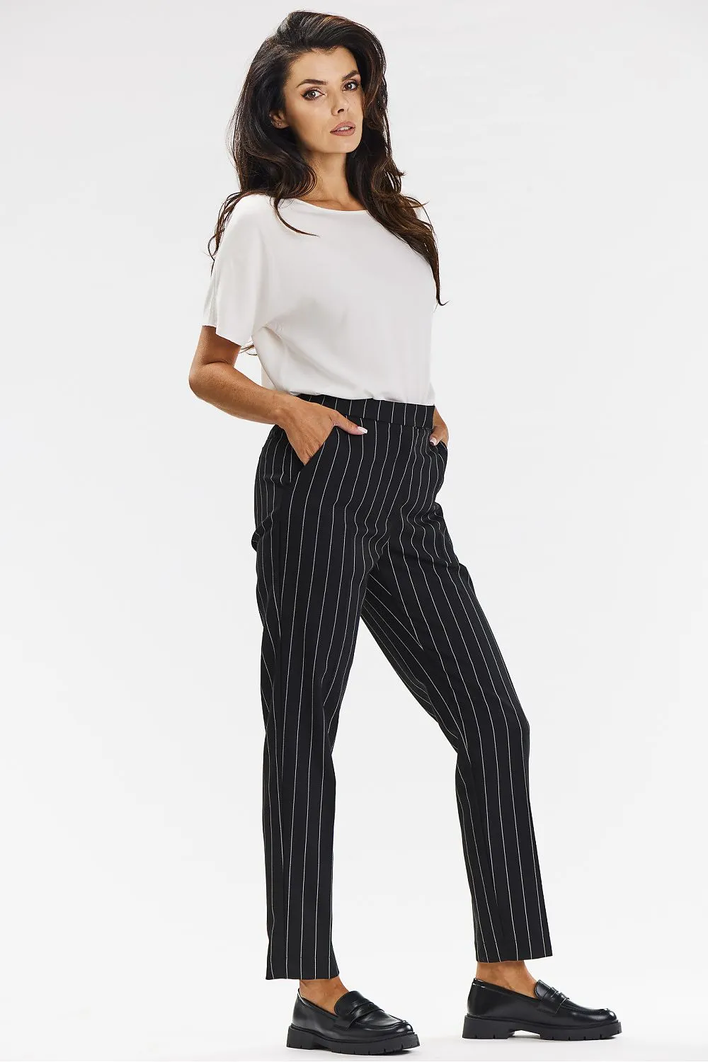 Ribbed Tailored Cigarette Trousers
