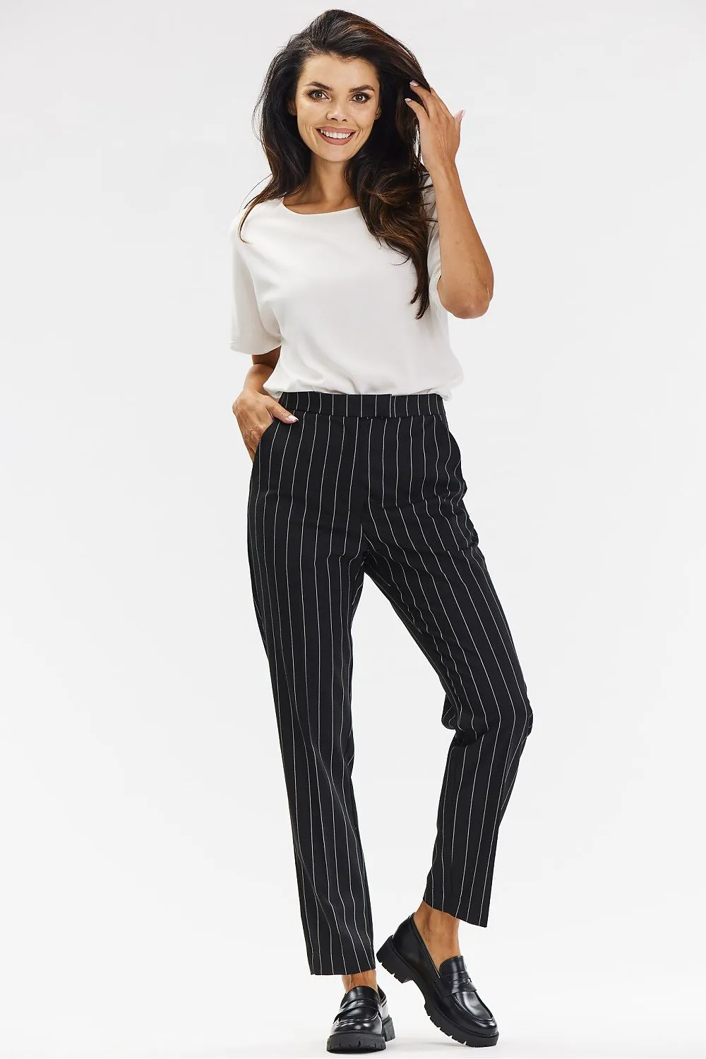 Ribbed Tailored Cigarette Trousers