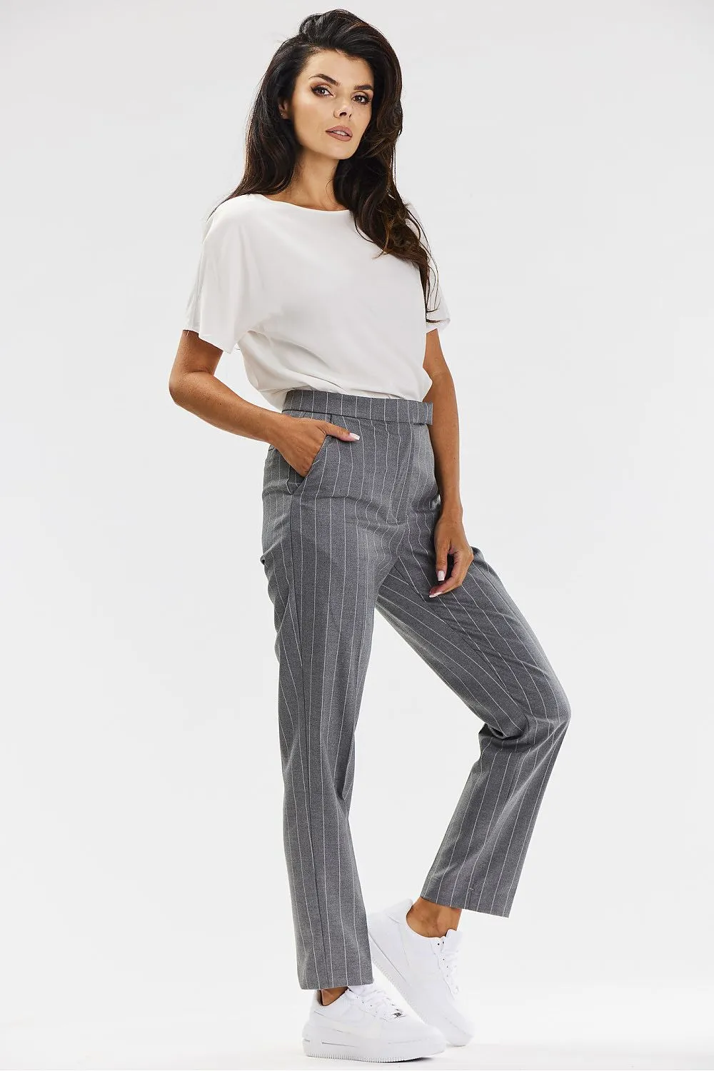 Ribbed Tailored Cigarette Trousers