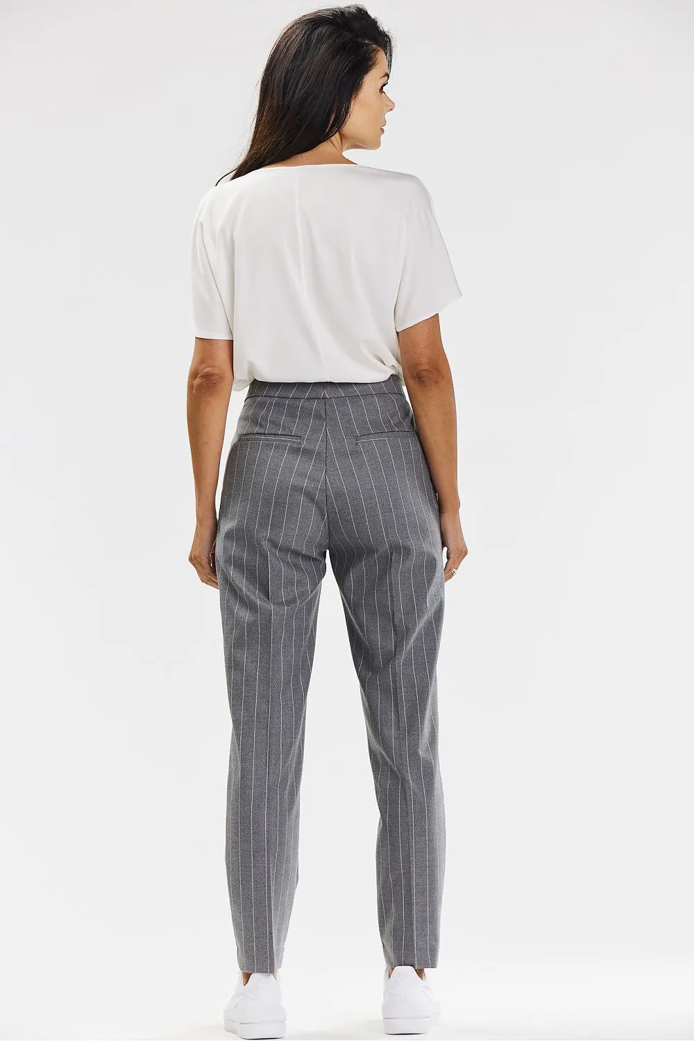 Ribbed Tailored Cigarette Trousers