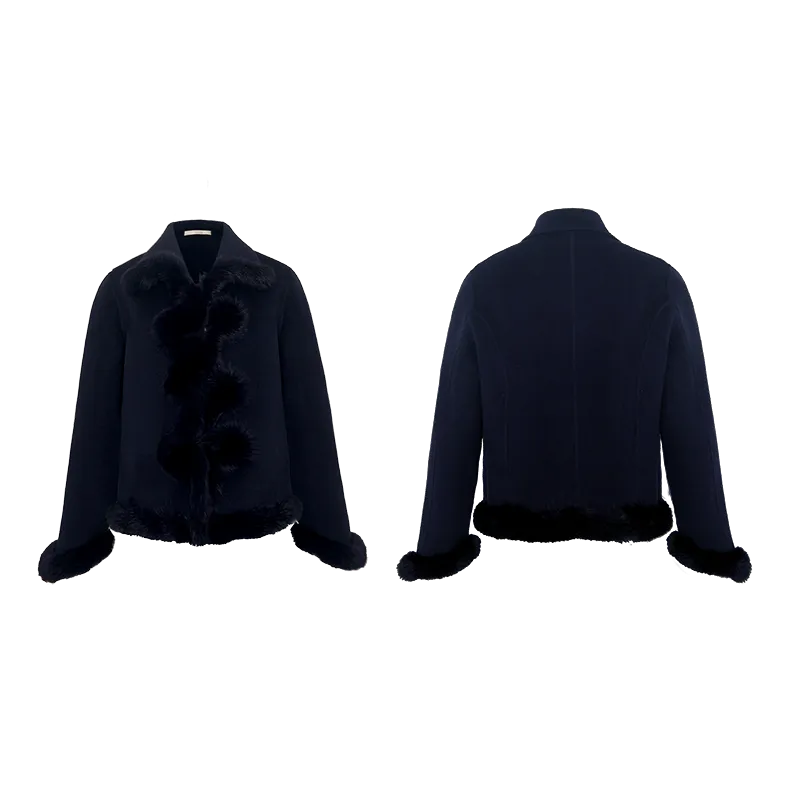 Rimless Fox Fur Trim Coat