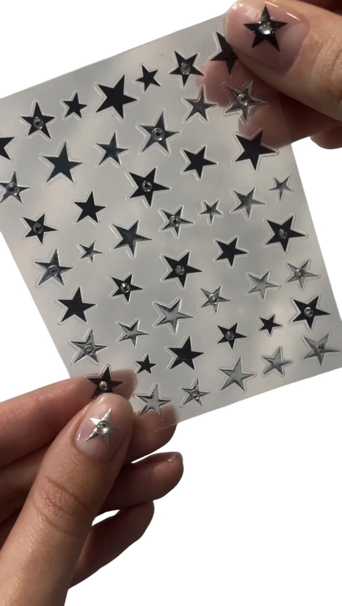 Rockstar Nail Stickers – Metallic & Black Stars with Rhinestones