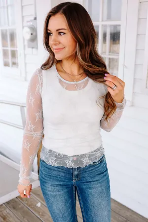 Rogue Lace Top - Dolphin Grey