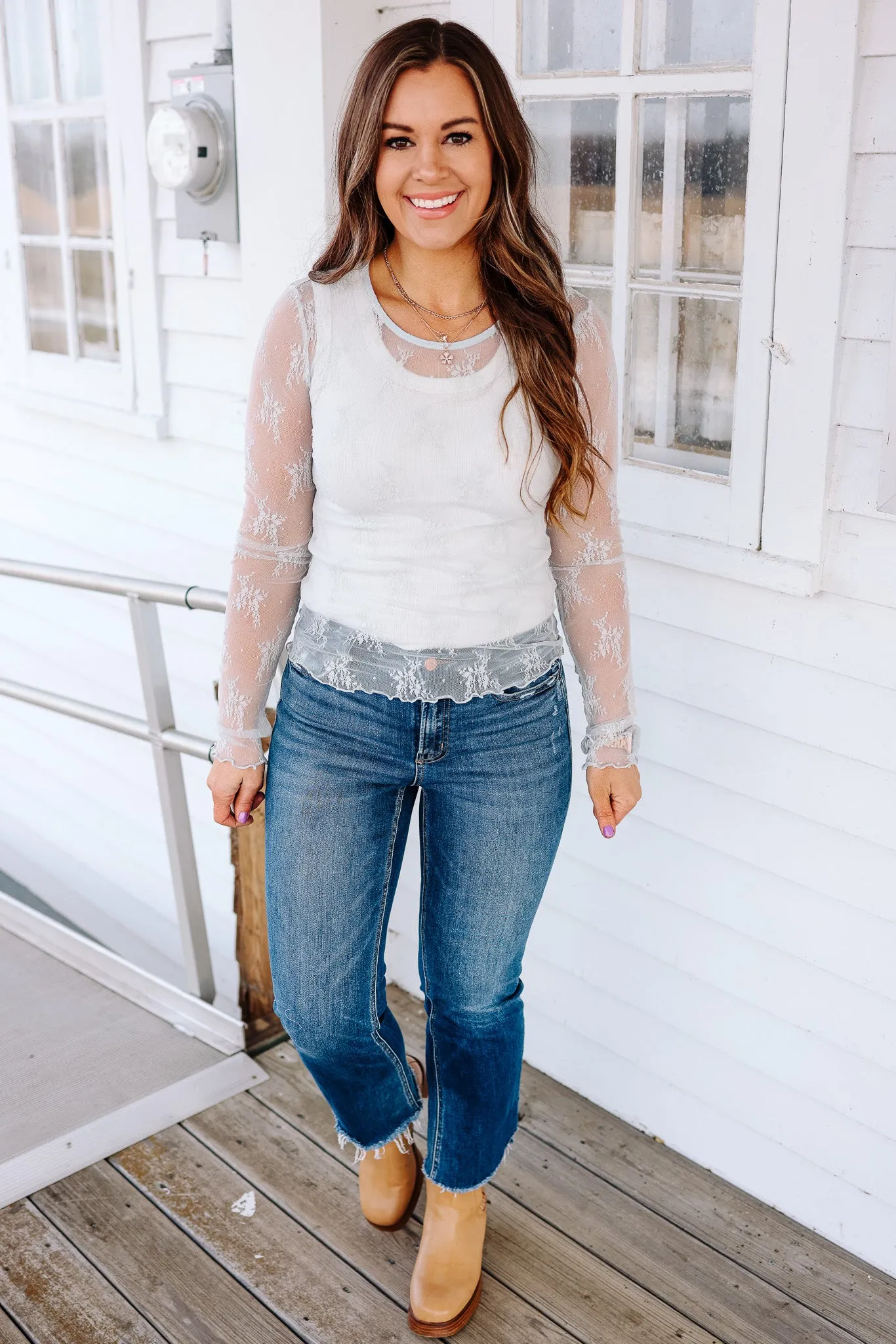 Rogue Lace Top - Dolphin Grey