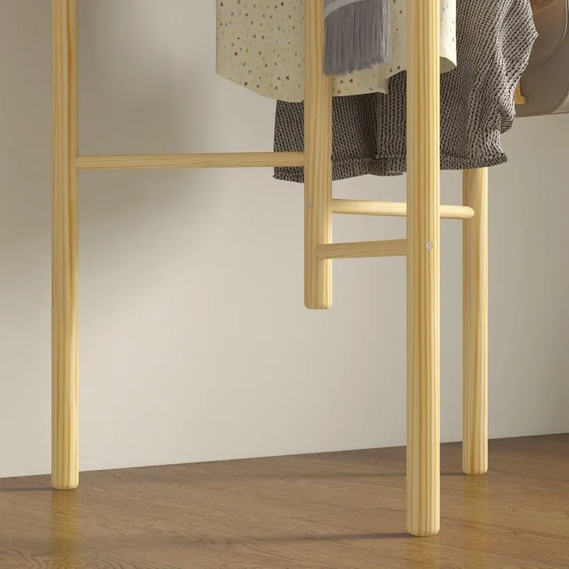Rootz Clothes Rack - Coat Stand - Wardrobe Organizer - Space-Saving - Nordic Style - Pine Wood - 62cm x 52.5cm x 160cm