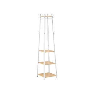 Rootz Coat Rack - Oak White - Chipboard Steel - Entryway Organizer - Space Saving - Easy Assembly - 43cm x 43cm x 180cm
