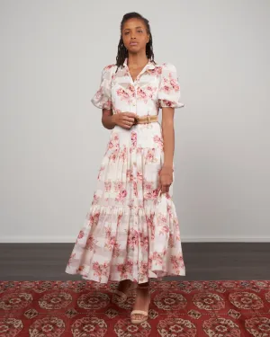 rosa striped midi dress - pink rose
