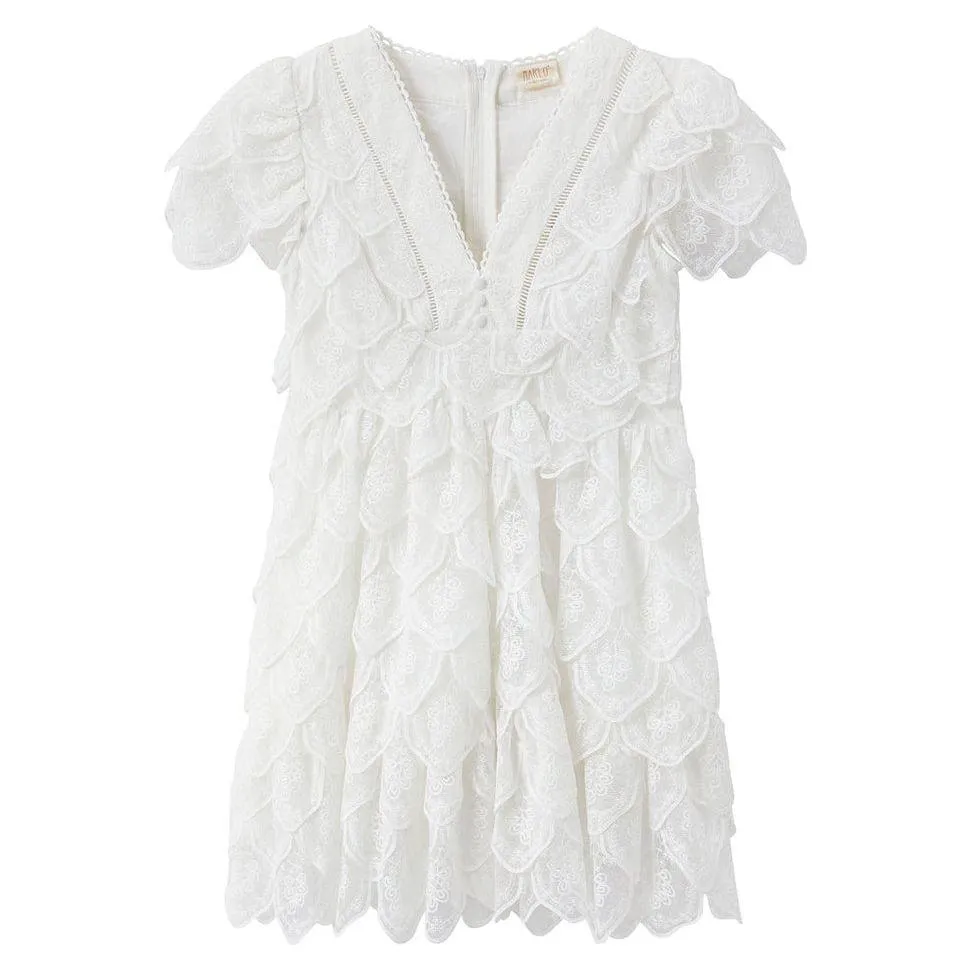 Rosette Embrodiered Dress - Ivory