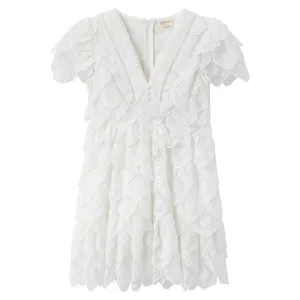 Rosette Embrodiered Dress - Ivory