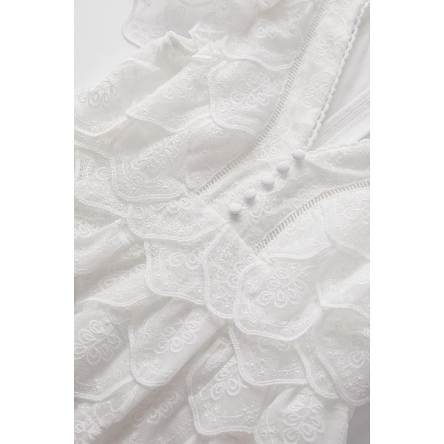 Rosette Embrodiered Dress - Ivory