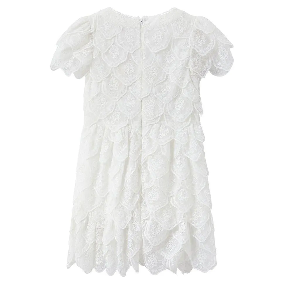 Rosette Embrodiered Dress - Ivory