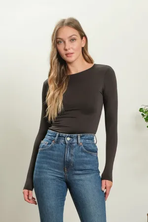 Round Neck Fitted Top - Black