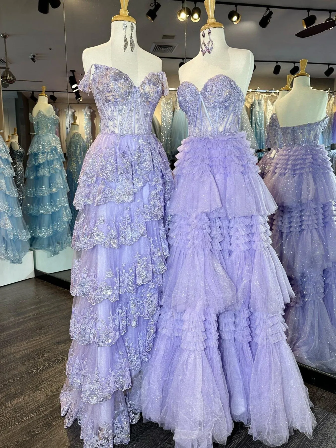 Roycebridal Adelyn |A-Line Sweetheart Tiered Long Tulle Prom Dress
