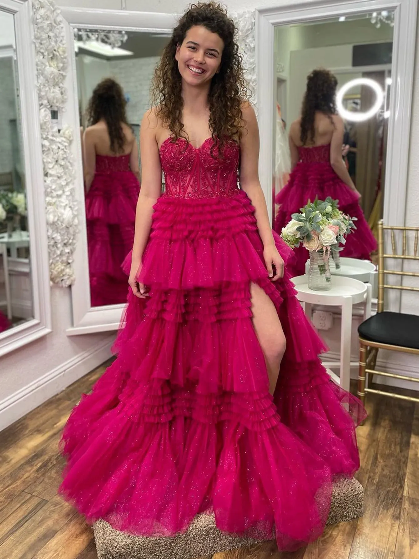 Roycebridal Adelyn |A-Line Sweetheart Tiered Long Tulle Prom Dress