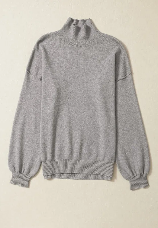 Ruby Mock Neck Dropped Shoulder Sweater | 2 Colors | Poundton