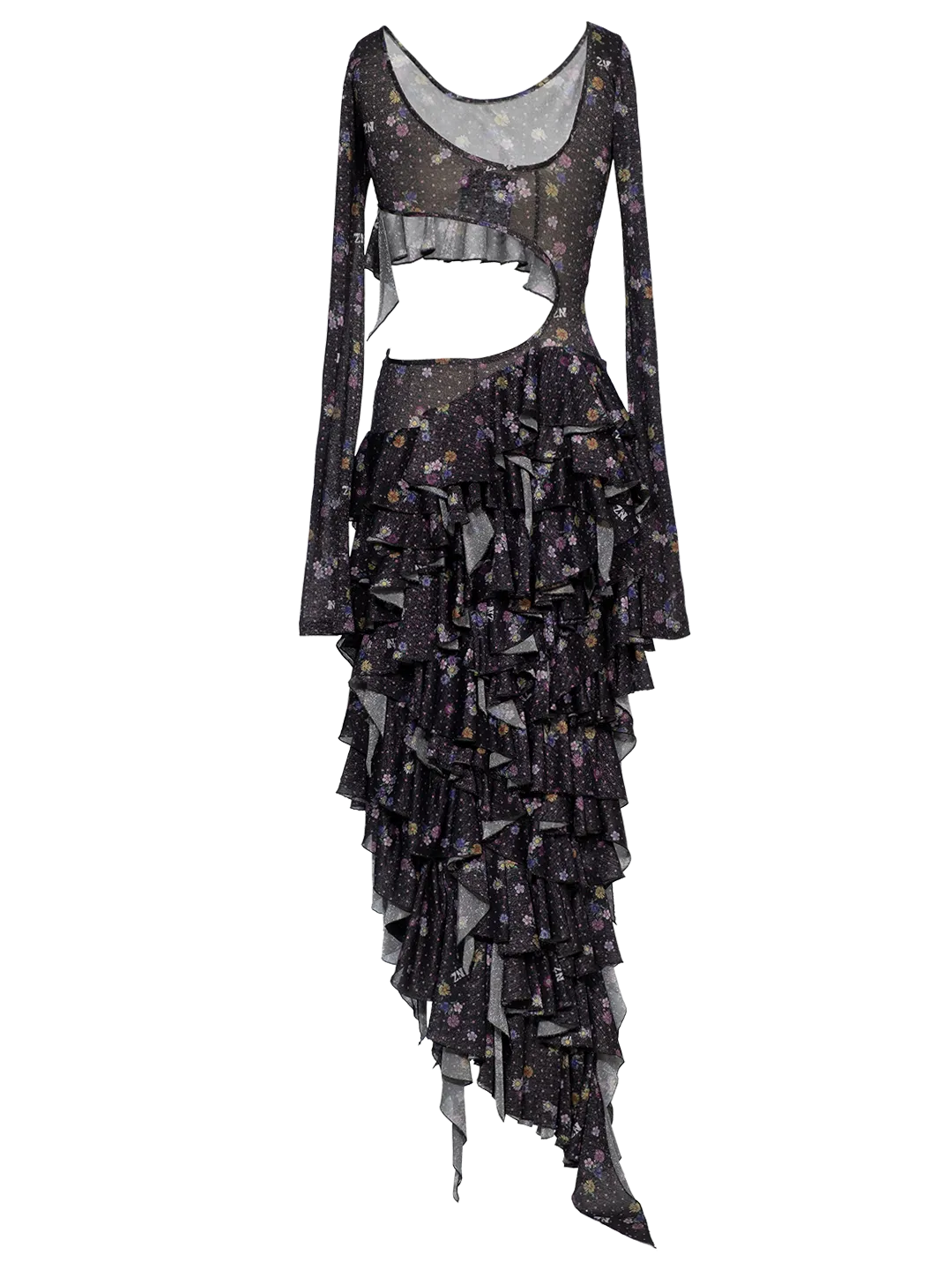 Ruffled Cut-out Dress