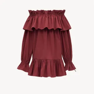 Ruffled Dress In Cotton Twill