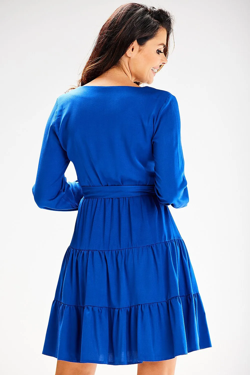 Ruffled Long-Sleeve Flared Dress