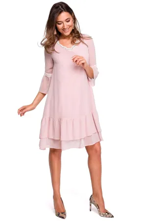 Ruffled Sleeve Chiffon Dress