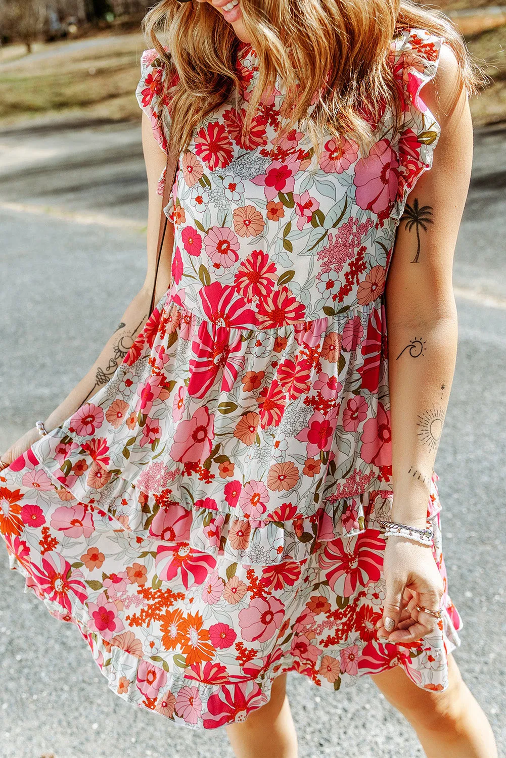 Ruffled Tank Floral Dresses