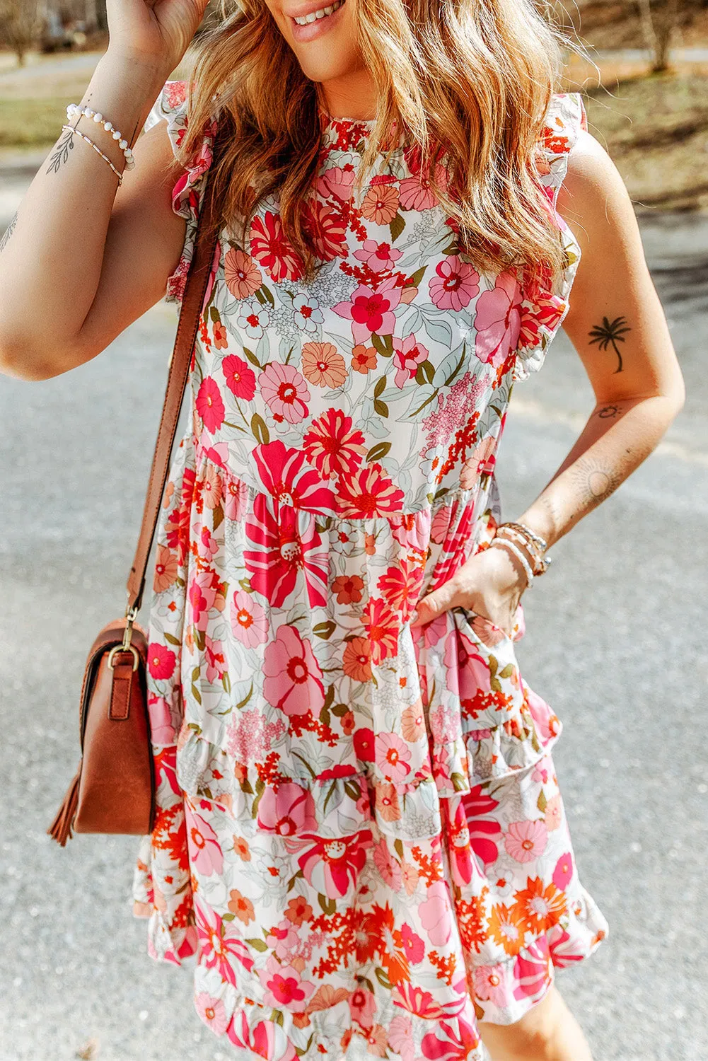 Ruffled Tank Floral Dresses