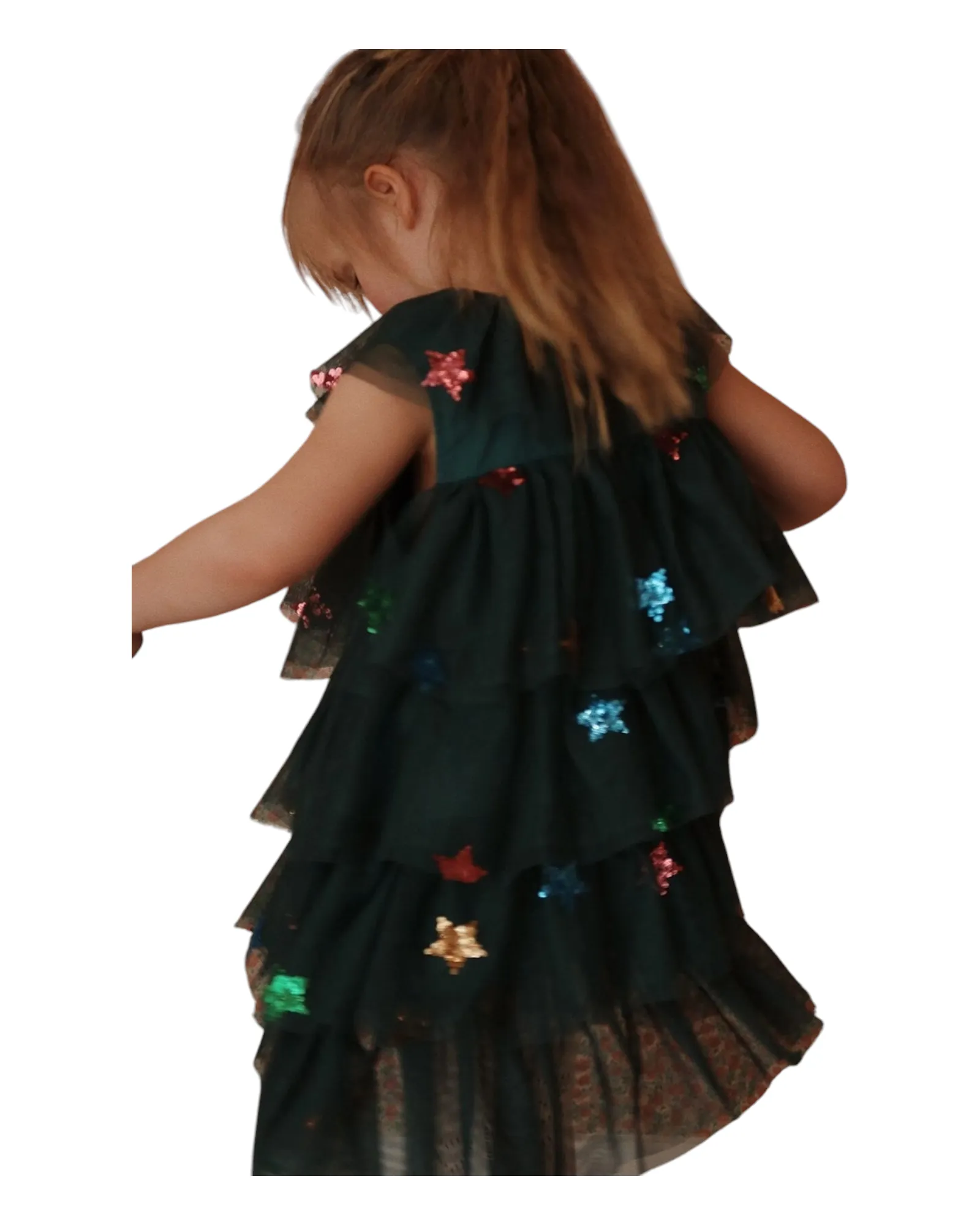 Ruffled Tulle Dress with Sequin Stars