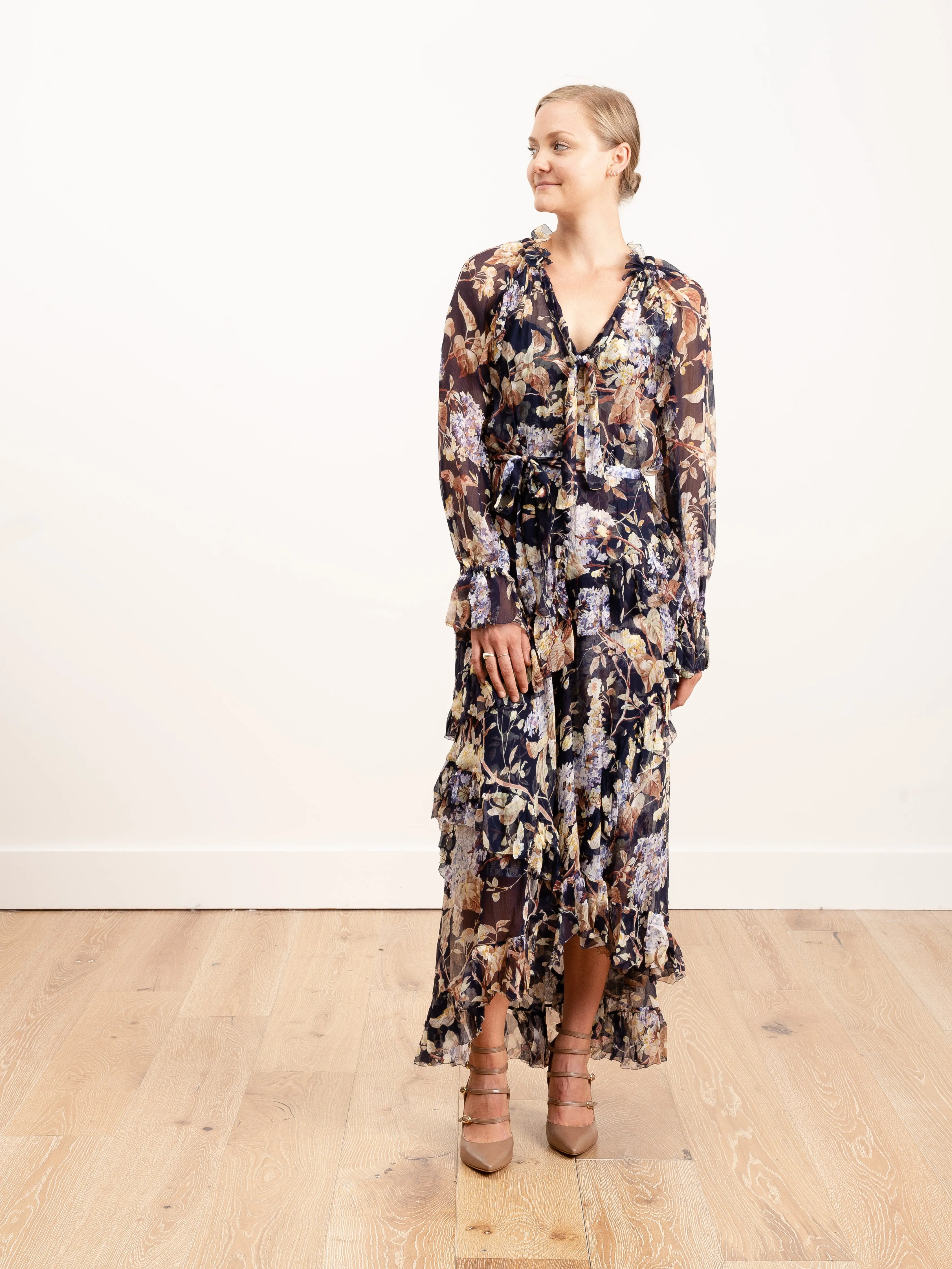sabotage ruffle midi dress