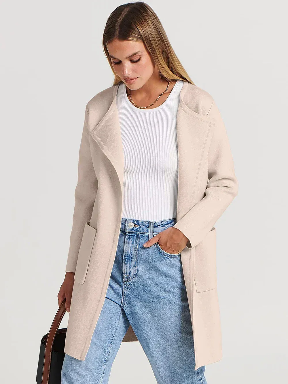 Sabrina | Stylish Open Front Long Coat