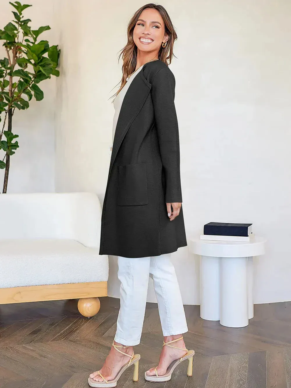 Sabrina | Stylish Open Front Long Coat