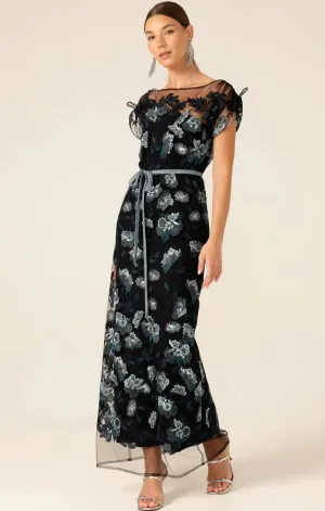 Sacha Drake - Love Potion Formal Maxi Dress - Midnight Teal Aqua Lace