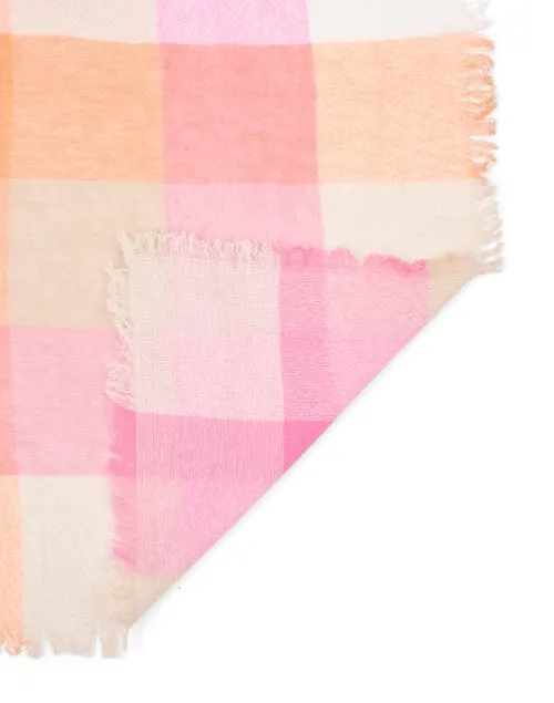 Sakura Pink Plaid Wool Cashmere Scarf