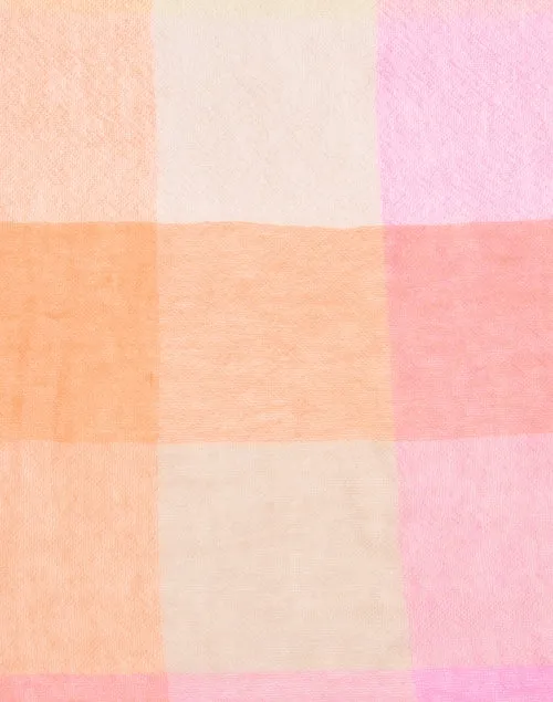Sakura Pink Plaid Wool Cashmere Scarf