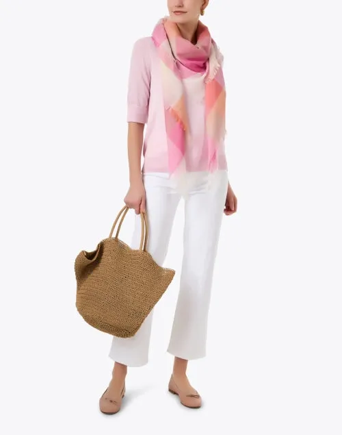 Sakura Pink Plaid Wool Cashmere Scarf
