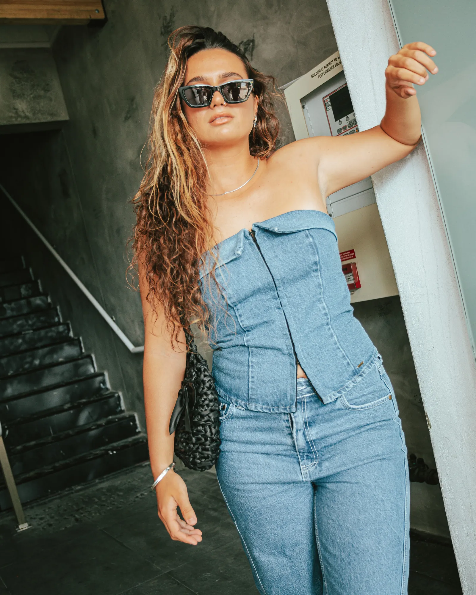 Santorini Denim Bustier Top