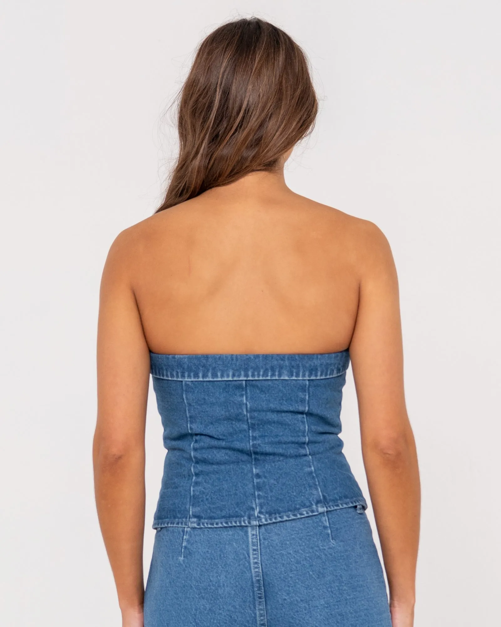 Santorini Denim Bustier Top
