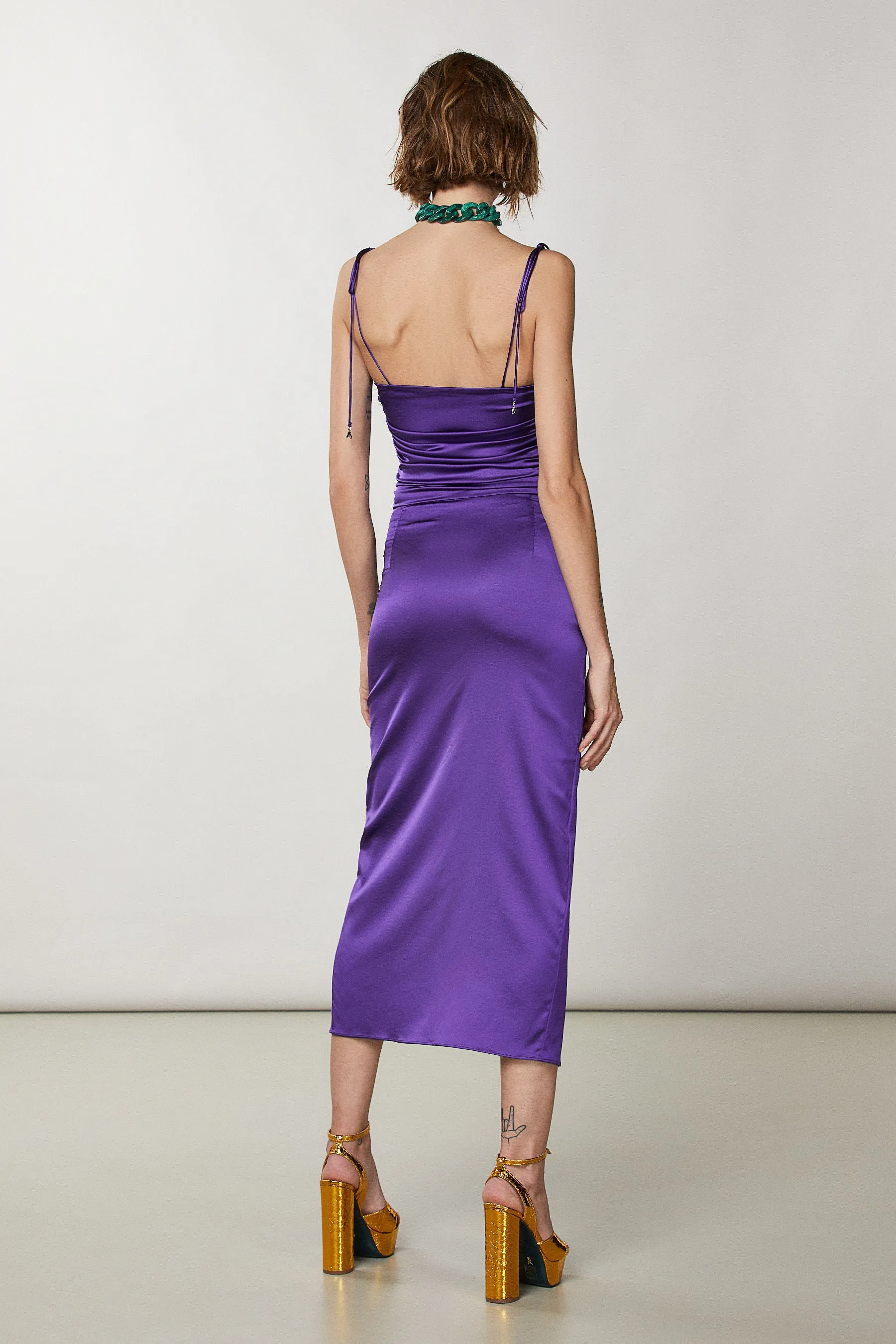Satin Midi Dress - Sexy Violet