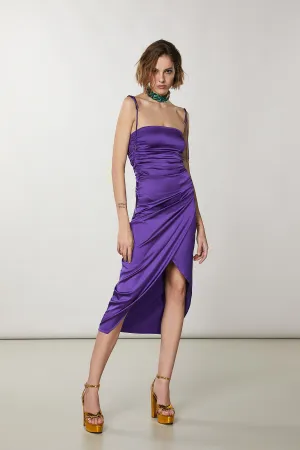 Satin Midi Dress - Sexy Violet
