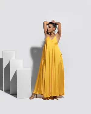 Satin Mustard Slip Dress