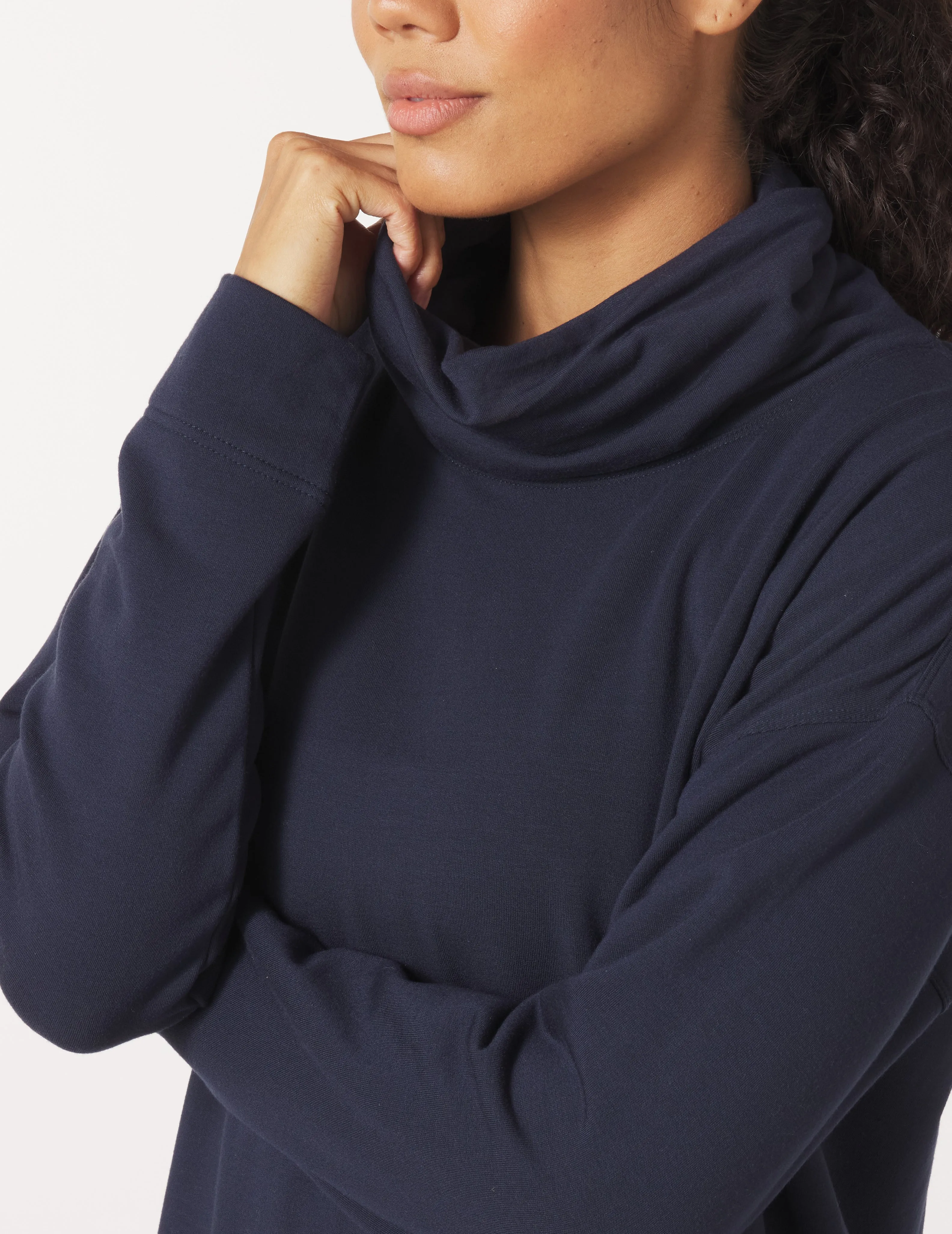 Scarf Neck Tunic: Navy